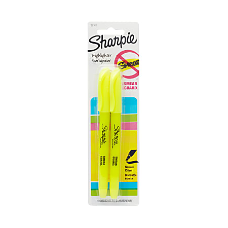 Sharpie Accent Highlighters with Smear Guard - Chisel Point Style - Fluorescent Yellow - 2 / Pack