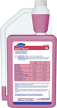 Diversey Revive Plus Floor Cleaner And Maintainer, 32 Oz, Pack Of 6 Bottles