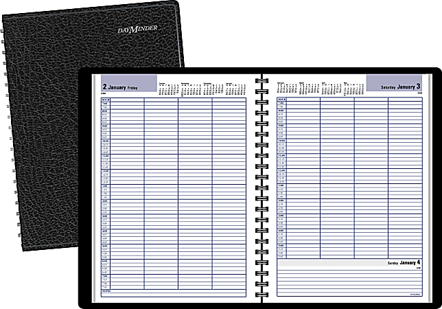 AT-A-GLANCE® 30% Recycled 4-Person Daily Appointment Book, 7 7/8" x 11", Black, January–December 2016