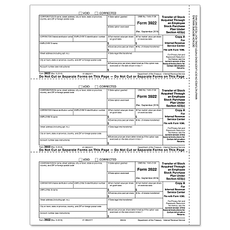 ComplyRight™ 3922 Inkjet/Laser Tax Forms, Federal Copy A, 8 1/2" x 11", Pack Of 50 Forms
