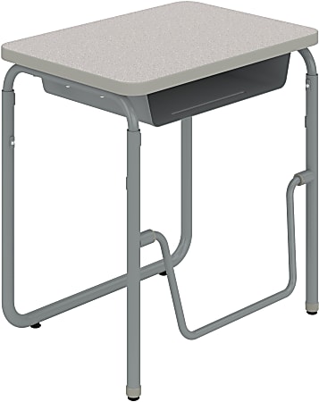 Safco® AlphaBetter 2.0 Height-Adjustable Sit/Stand 28"W Student Desk With Book Box And Pendulum Bar, Gray, 1224GR