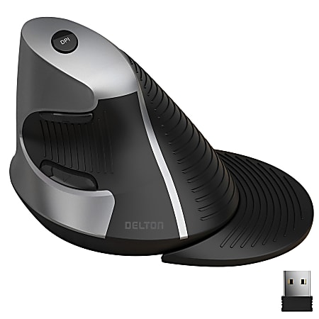 Delton S22 Vertical-Grip Ergonomic Wireless Computer Mouse, Black