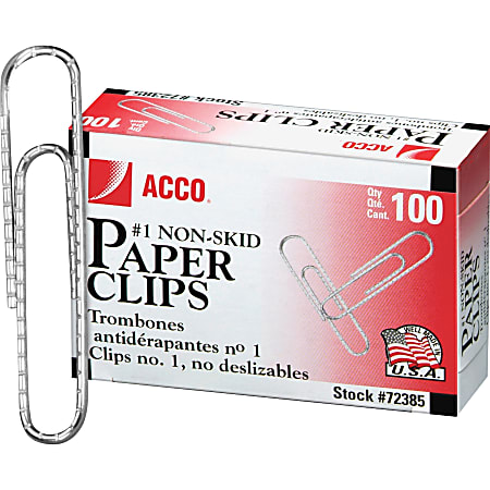 ACCO® Economy Paper Clips, 1000 Total, No. 1, Silver, 100 Per Box, Pack Of 10 Boxes