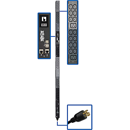 Tripp Lite 6.6kW 3-Phase Monitored PDU - LX Platform, 42 C13 & 6 C19 Outlets (208/240V), L15-20P Input, 0U, TAA - Power distribution unit (rack-mountable) - 16 A - AC 240 V - 6.6 kW - 3-phase