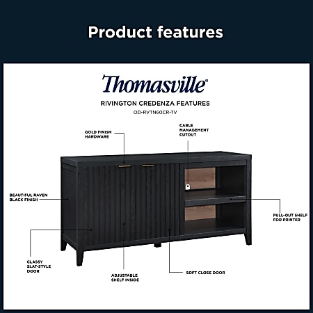 Thomasville Rivington 60 W Credenza Raven Black - Office Depot