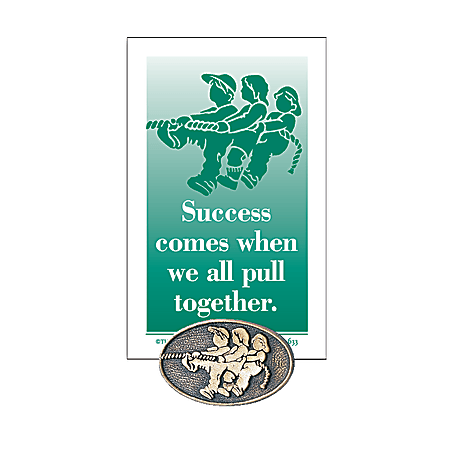 Pulling Together Lapel Pin, 5/8" x 7/8", Antiqued Gold