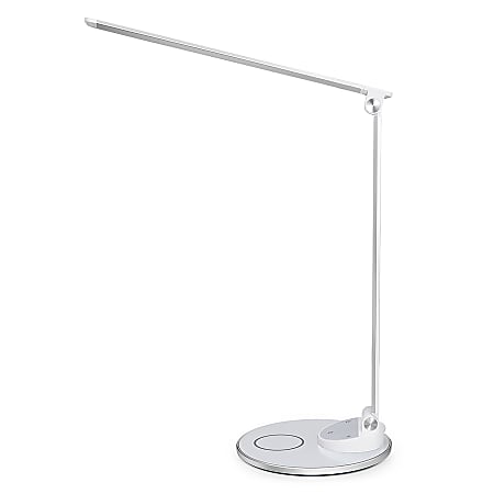 WorkPro™ LED USB Desk Lamp with Wireless Charger, 16-1/2"H, White/Silver