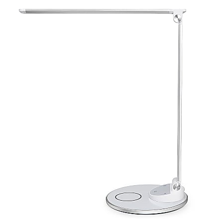 WorkPro LED USB Desk Lamp with Wireless Charger 16 12 H WhiteSilver Office Depot