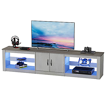 Bestier 80" LED Gaming TV Stand For 85" TVs, 18-1/2”H x 80”W x 13-13/16”D, White Wash