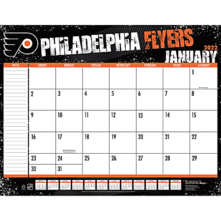 Lang Turner Licensing Monthly Desk Calendar, 22” x 17”, Philadelphia Flyers, January To December 2022