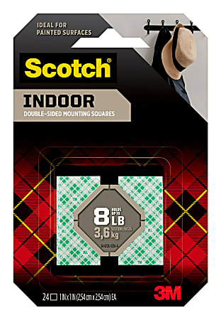 Scotch® Indoor Double-Sided Mounting Squares , 1 in x 1 in (2.54 cm x 2.54 cm) 24/pk