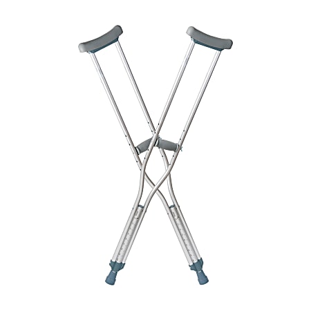 DMI® Push-Button Aluminum Crutches, Tall, Silver, Fits Users 5'10"-6'6"