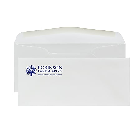 Custom 1-Color Raised Print #10 Envelopes With Moisture/Gum Seal, 4-1/8" x 9-1/2", Bright White Woven, Box Of 250 Envelopes
