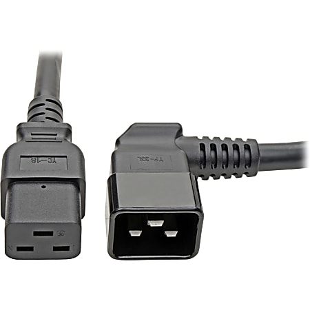 Tripp Lite 2ft Power Cord Extension Cable C19 to Left Angle C20 Heavy Duty 20A 12AWG 2' - 20A, 12AWG (IEC-320-C19 to Left Angle IEC-320-C20) 2-ft."