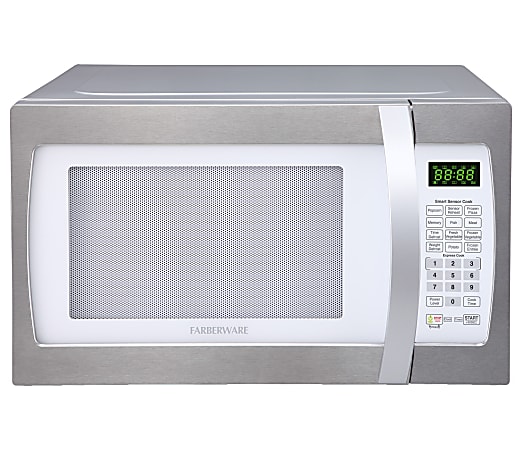 Farberware Professional 1.3 Cu. Ft. 1100-Watt Microwave Oven, White/Platinum