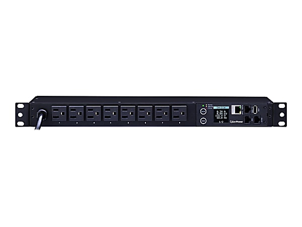 CyberPower Monitored Series PDU31001 - Power distribution unit (rack-mountable) - AC 100-120 V - Ethernet, serial - input: NEMA 5-15P - output connectors: 8 (8 x NEMA 5-15P) - 1U - 12 ft cord