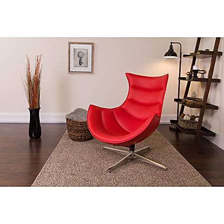 Flash Furniture Cocoon Swivel Chair, Red/Silver