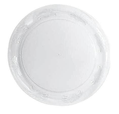 WNA Inc Designerware Plastic Plates, Round, 9", Clear, 10 Plates Per Pack, Case Of 18 Packs