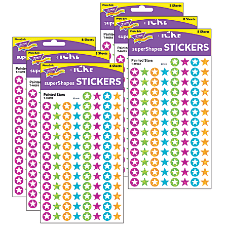 TREND Color Harmony Painted Stars superShapes Stickers, 800 Per Pack, 6 Packs