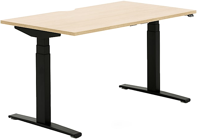Allermuir Slide Electric 54"W Height-Adjustable Standing Desk, Oak/Black