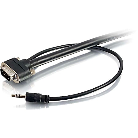 C2G 35ft VGA Video + 3.5mm AUX Stereo Audio Cable - In Wall CMG-Rated - M/M - 35 ft Mini-phone/VGA A/V Cable for Audio/Video Device - First End: 15-pin HD-15 - Male, Mini-phone Audio - Male