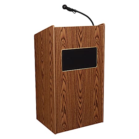 Oklahoma Sound® The Aristocrat Sound Lectern With Sound & Wireless Handheld Microphone, Medium Oak