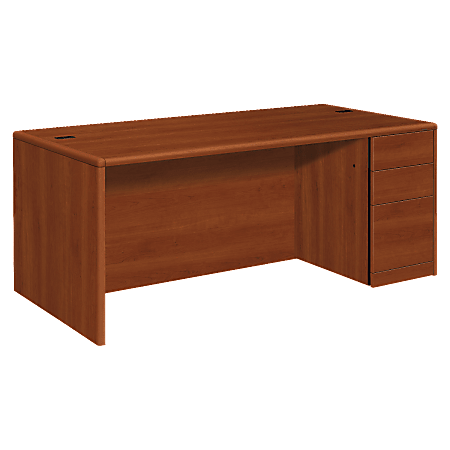 HON® 10700 Series Laminate Right Pedestal Desk, Box/Box/File, Cognac