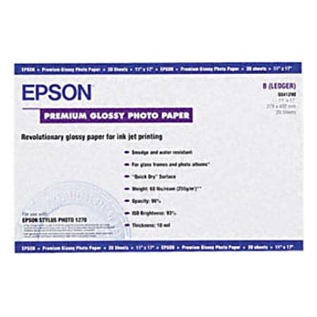 Epson Glossy Photo Paper Ledger Size 11 x 17 Pack Of 20 Sheets - Office  Depot