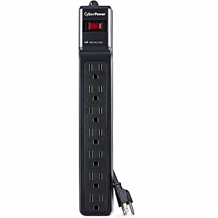 CyberPower CSB7012 Essential 7 - Outlet Surge with 1500 J - Clamping Voltage 800V, 12 ft, NEMA 5-15P, EMI/RFI Filtration, Black, Lifetime Warranty