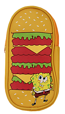 Nickelodeon SpongeBob Hamburger Pencil Pouch, 3"H x 7-1/2"W x 1/8"D, Multicolor
