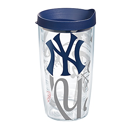 Tervis Genuine MLB Tumbler With Lid, New York Yankees, 16 Oz, Clear