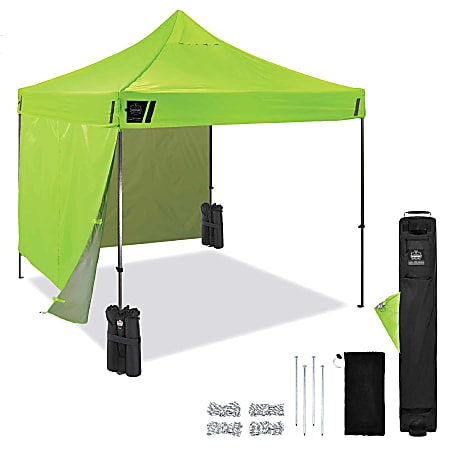 Ergodyne SHAX 6051 Heavy-Duty Pop-Up Tent Kit, 10' x 10', Lime
