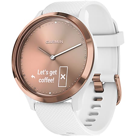 Garmin vÃ&shy;vomove HR Smart Watch - Wrist - 64 x 128 - Touchscreen - Bluetooth - 120 Hour - Rose Gold, White - Glass Lens, Stainless Steel Bezel - Fiber Reinforced Polymer Case - Silicone Band - Water Resistant - Glass, Stainless