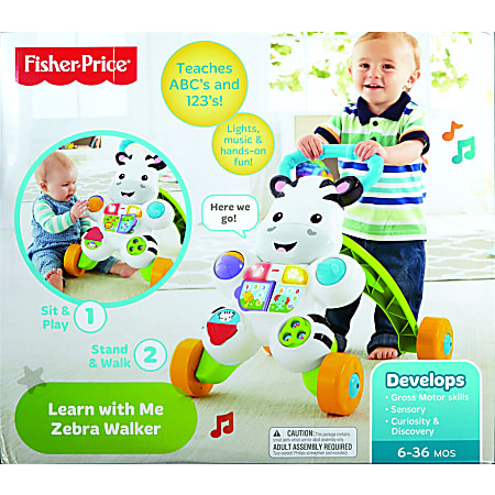 Fisher-Price Learn with Me Zebra Walker - Two Ways to Play - Teaches ABC's - 123's and More