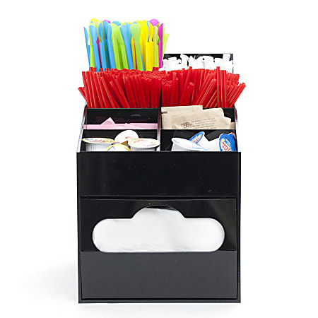 Mind Reader 8-Compartment Condiment Organizer With Napkin Holder, Black