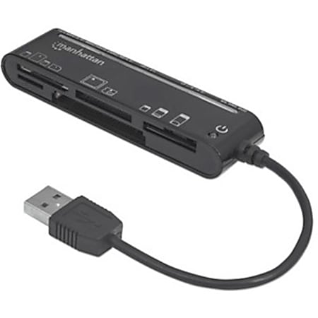 Manhattan USB-A Multi-Card Reader/Writer, 480 Mbps (USB 2.0), 79-in-1, Slim, Hi-Speed USB, Windows or Mac, Black, Three Year Warranty, Blister