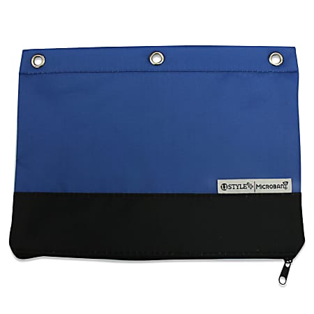 U Style 3-Ring Pencil Pouch With Microban® Antimicrobial Protection, 7 1/2" x 9 3/4", Blue/Black