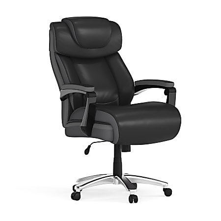 Flash Furniture Hercules Big & Tall Ergonomic LeatherSoft™ Faux Leather Office Chair With Height-Adjustable Headrest, Black/Gray