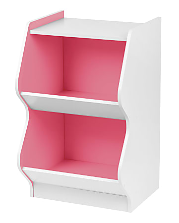 IRIS 27"H 2-Tier Bookshelf With Footboard, White/Pink