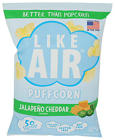 Like Air Corn Snack Puffcorn, Jalapeño Cheddar, 4 Oz, Total Qty 6