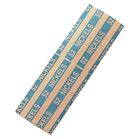 PAP-R Flat Coin Wrappers - Total $2.00 in 40 Coins of 5¢ Denomination - Heavy Duty - Paper, Kraft - Blue