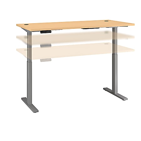 Bush Business Furniture Move 60 Series 72"W x 30"D Height Adjustable Standing Desk, Natural Cherry/Cool Gray Metallic, Standard Delivery
