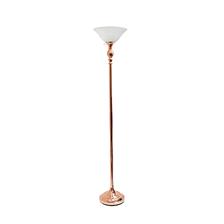 Elegant Designs 1-Light Torchiere Floor Lamp, 71"H, Rose Gold/White