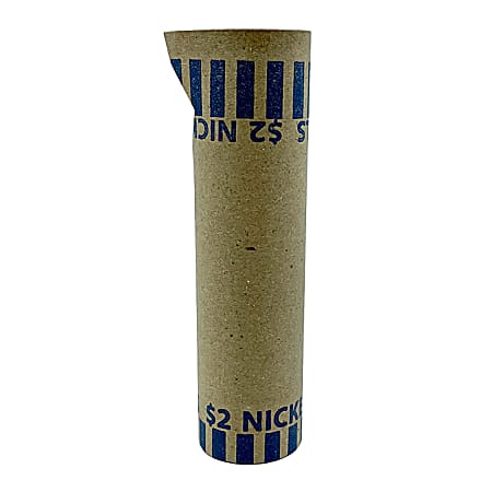 PAP-R Tubular Coin Wrappers - Total $2.00 in 40 Coins of 5¢ Denomination - Heavy Duty, Burst Resistant - Kraft - Blue