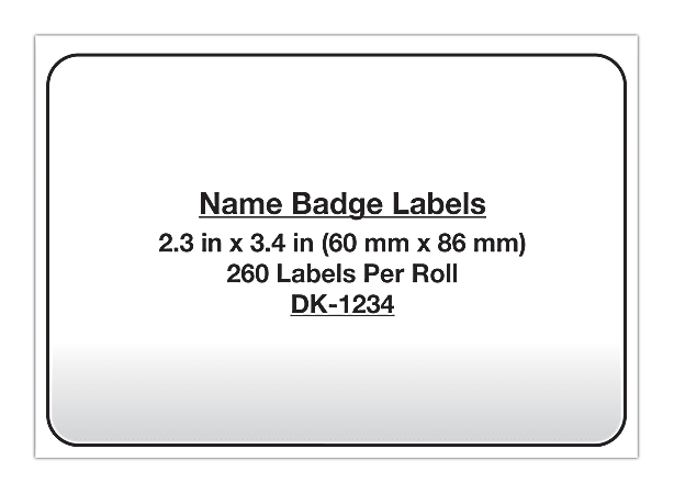 Brother DK1234 Name Badge Labels Rectangular 2 38 x 3 38 White Pack Of ...