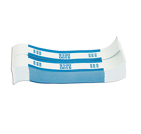 Pap-R Currency Straps, Blue, $100, Pack Of 1,000