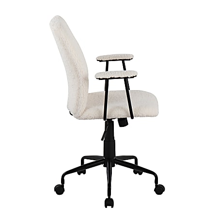 LumiSource Fredrick Ergonomic Sherpa High Back Office Task Chair White Black