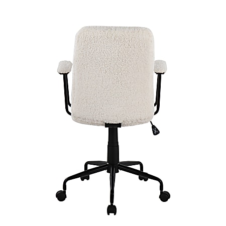 LumiSource Fredrick Ergonomic Sherpa High Back Office Task Chair White Black