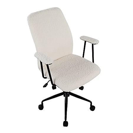 LumiSource Fredrick Ergonomic Sherpa High Back Office Task Chair White Black