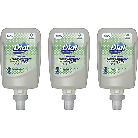 Dial Hand Sanitizer Gel Refills, 40.6 Oz, Fragrance-Free, Carton Of 3 Refills